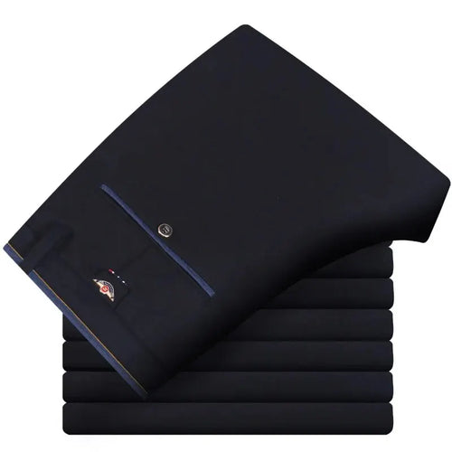 Obsidian Phoenix Men's Elastic Straight Pants - Business Casual Formal Trousers