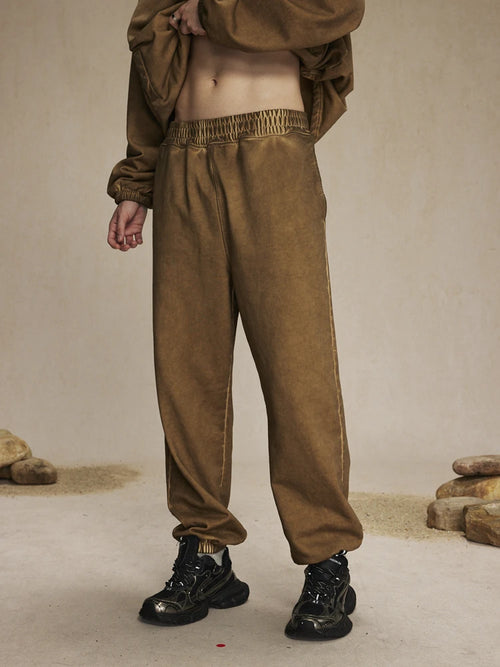 Obsidian Phoenix Unisex Luxury Washed Sweatpants - 450gsm Vintage Heavyweight Distressed Joggers