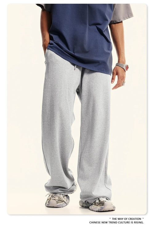 Obsidian Phoenix Unisex Luxury 100% Cotton Pants - 380gsm Oversized Straight-Leg Loose Trousers