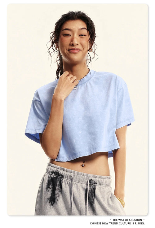 Obsidian Phoenix Luxury Women's Washed Crop T-Shirt