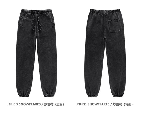 Obsidian Phoenix Unisex Luxury Washed Sweatpants - 420gsm Vintage Heavyweight Loose-Fit Drawstring Joggers