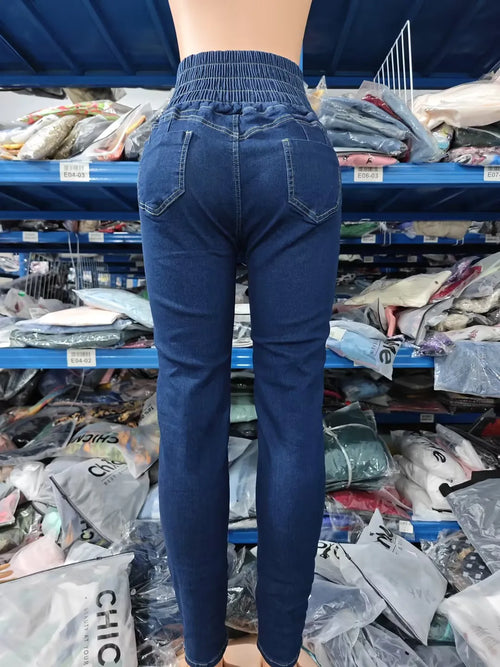 Obsidian Phoenix Women's High-Waist Skinny Jeans - Luxury Grommet Eyelet Lace-Up Denim Trousers with Pocket Design