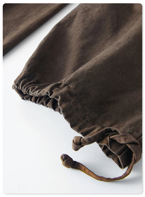 Obsidian Phoenix Unisex Luxury Monkey Washed Cotton Jogger Pants - 270gsm Loose-Fit High Street Cargo Trousers