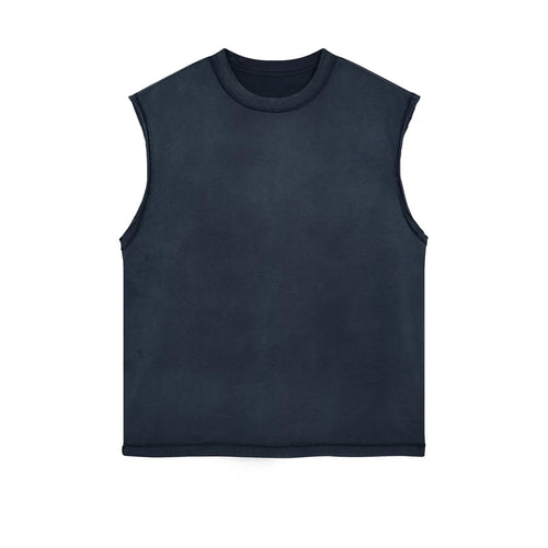 Obsidian Phoenix Unisex Luxury Batik Washed Tank Top - Retro Distressed High Street Sleeveless Cotton Vest