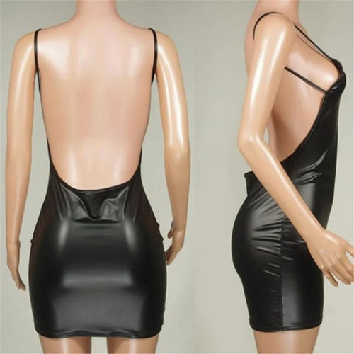 Celestial Comfort Black Faux Leather Mini Dress - Celestial Comfort Clothing