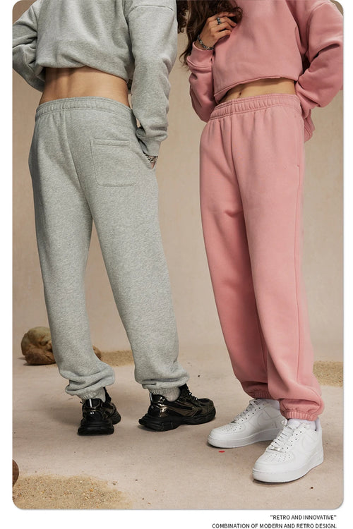 Obsidian Phoenix Unisex Luxury Solid Fleece Sweatpants - 400gsm Basic Loose-Fit Warm Joggers