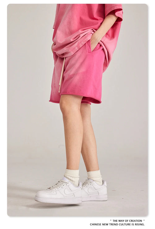 Obsidian Phoenix Unisex Luxury Solid Cotton Shorts - High Street Side-Slit Knee-Length Pants