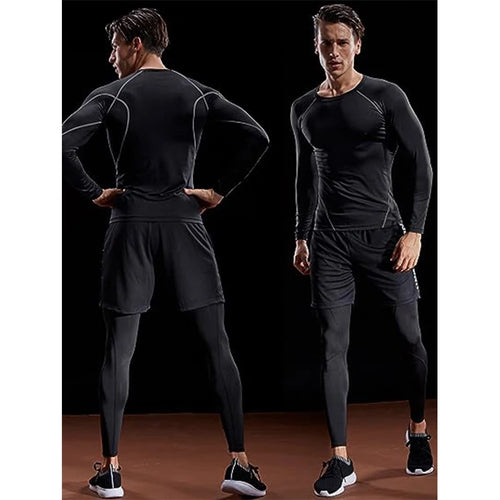 Obsidian Phoenix Men's Luxury Compression Long Sleeve T-Shirt - Elastic Gym and Fitness Training Athletic Running Top