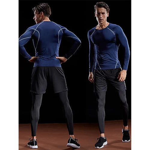 Obsidian Phoenix Men's Luxury Compression Long Sleeve T-Shirt - Elastic Gym and Fitness Training Athletic Running Top