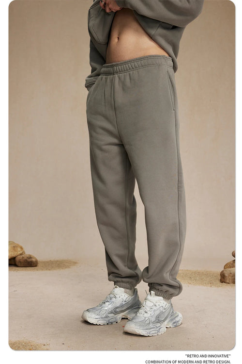 Obsidian Phoenix Unisex Luxury Solid Fleece Sweatpants - 400gsm Basic Loose-Fit Warm Joggers