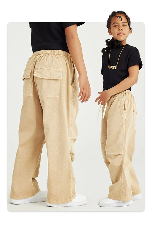 Obsidian Phoenix Luxury Double Knee Cotton Pants - Boys and Girls American Retro Loose Fit Adjustable Carpenter Pants (240gsm)