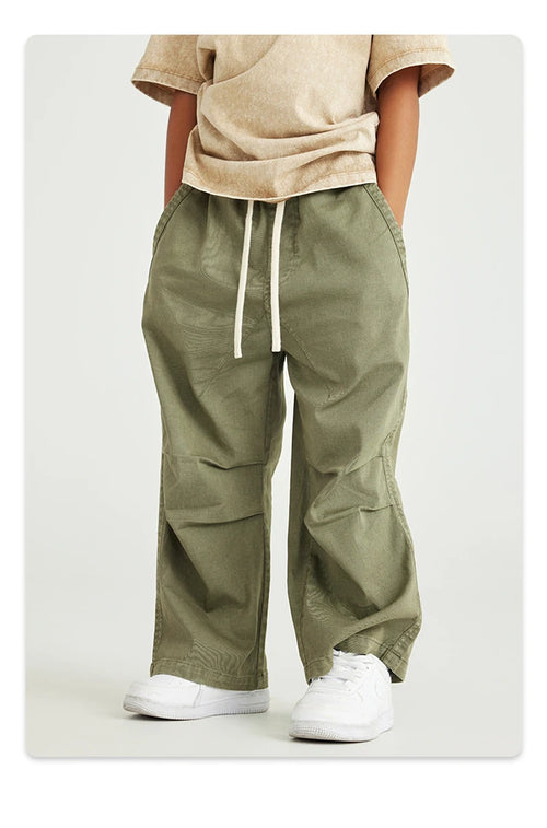 Obsidian Phoenix Luxury Double Knee Cotton Pants - Boys and Girls American Retro Loose Fit Adjustable Carpenter Pants (240gsm)