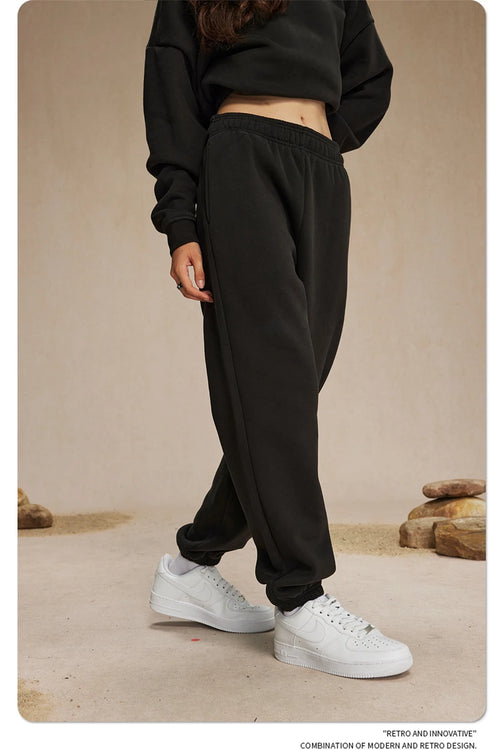 Obsidian Phoenix Unisex Luxury Solid Fleece Sweatpants - 400gsm Basic Loose-Fit Warm Joggers