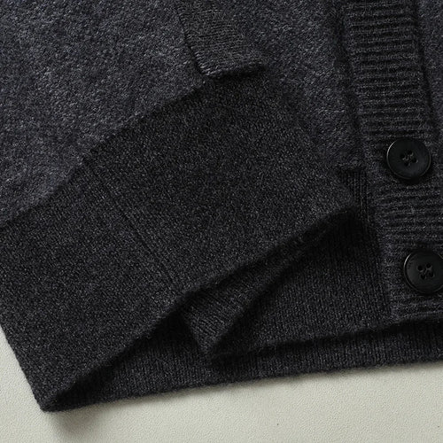 Obsidian Phoenix Luxury 100% Wool Cardigan - High-End Soft Warm Sweatercoat for Men in Sizes Up to 8XL