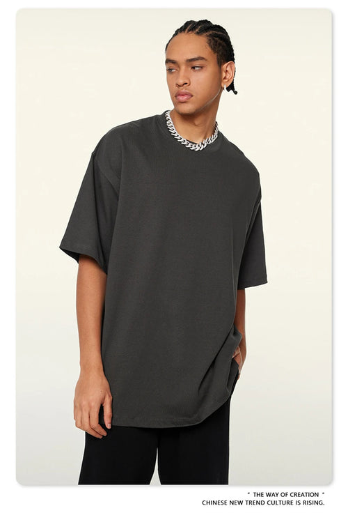 Obsidian Phoenix Unisex Luxury Heavyweight T-Shirt - 345gsm Solid Loose-Fit 100% Cotton Basic Tee