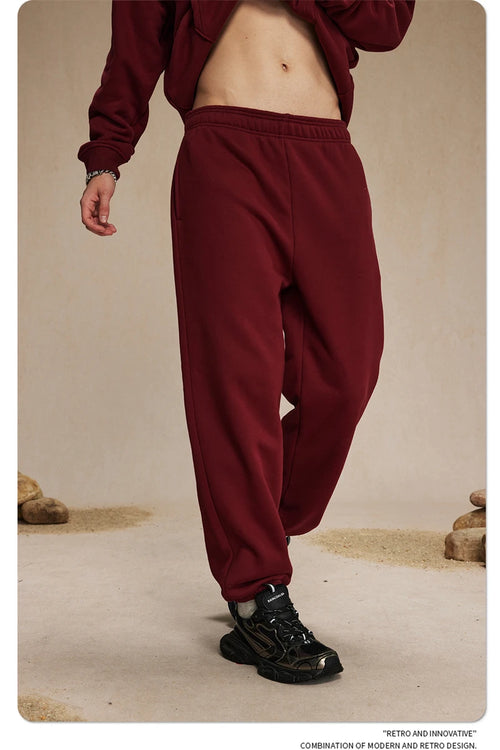 Obsidian Phoenix Unisex Luxury Solid Fleece Sweatpants - 400gsm Basic Loose-Fit Warm Joggers