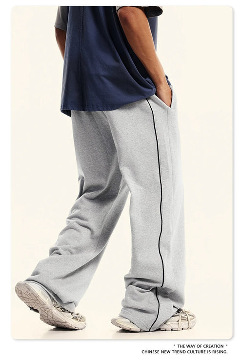 Obsidian Phoenix Unisex Luxury 100% Cotton Pants - 380gsm Oversized Straight-Leg Loose Trousers