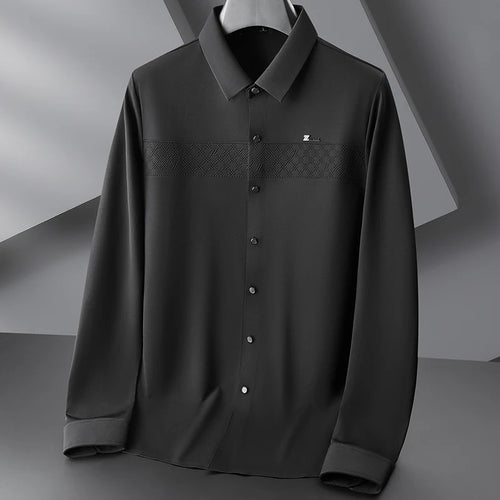 Obsidian Phoenix Luxury Business Casual Long Sleeve Shirt - High-End Loose-Fit Men’s Dress Shirt in Sizes Up to 8XL