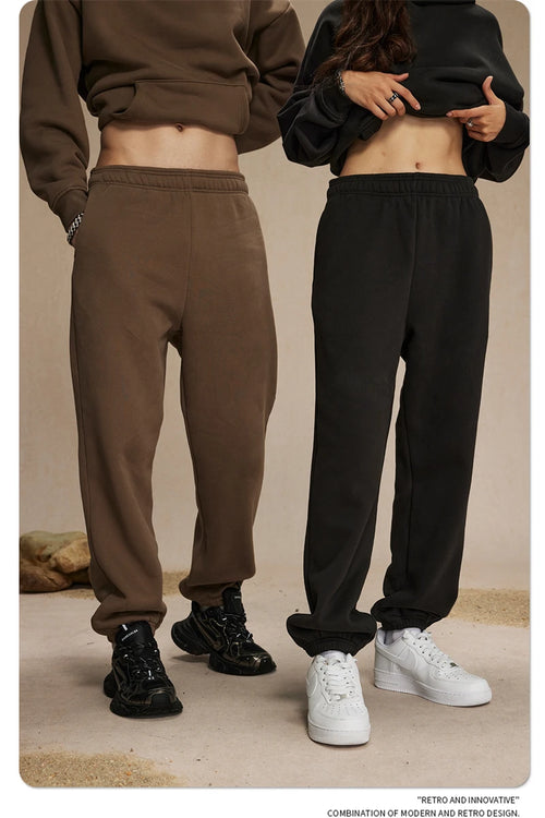 Obsidian Phoenix Unisex Luxury Solid Fleece Sweatpants - 400gsm Basic Loose-Fit Warm Joggers