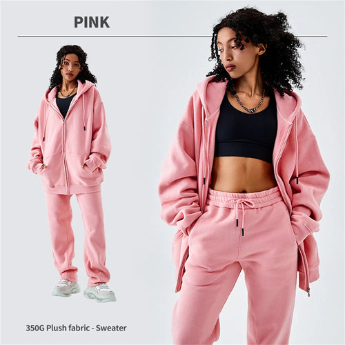 Obsidian Phoenix Luxury 350gsm Fleece Sweatpants and Zipper Hoodie Set
