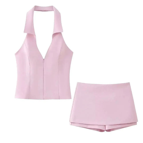 Obsidian Phoenix Women's Luxury Pink Shorts Set