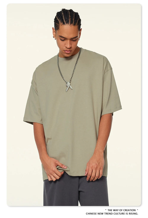 Obsidian Phoenix Unisex Luxury Heavyweight T-Shirt - 345gsm Solid Loose-Fit 100% Cotton Basic Tee