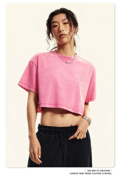 Obsidian Phoenix Luxury Women's Washed Crop T-Shirt