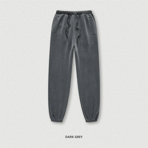 Obsidian Phoenix Luxury 355gsm Washed Fleece Sweatpants - Unisex Retro Loose-Fit Warm Joggers