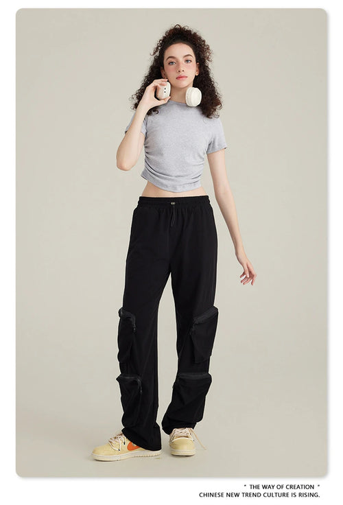 Obsidian Phoenix Women's Luxury Skinny T-Shirt - 220gsm Y2K Pleated Waist Short-Sleeve Tee