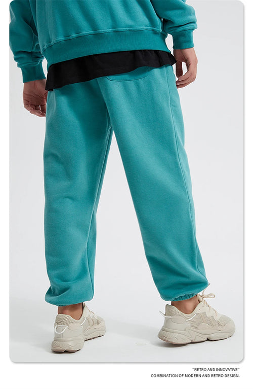 Obsidian Phoenix Unisex Luxury Fleece Sweatpants - 360gsm Loose-Fit Knitted Solid Tracksuit Pants