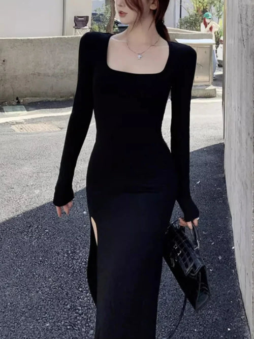 Obsidian Phoenix Women's Luxury Side-Slit Bodycon Dress