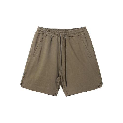 Obsidian Phoenix Unisex Luxury Solid Cotton Shorts - 305gsm Retro High Street Loose-Fit Drawstring Casual Shorts