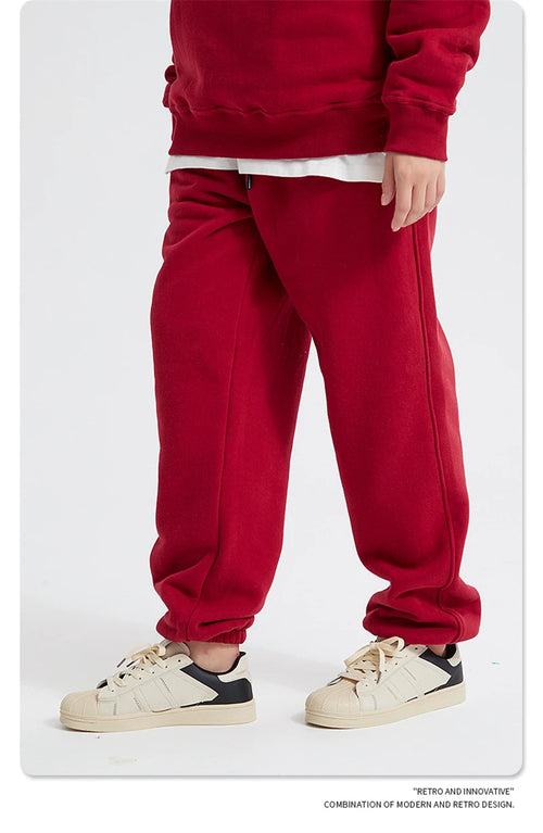 Obsidian Phoenix Unisex Luxury Fleece Sweatpants - 360gsm Loose-Fit Knitted Solid Tracksuit Pants