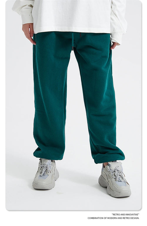 Obsidian Phoenix Unisex Luxury Fleece Sweatpants - 360gsm Loose-Fit Knitted Solid Tracksuit Pants