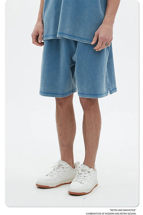 Obsidian Phoenix Unisex Luxury Batik Washed Shorts - 400gsm High Street Knee-Length Cotton Shorts