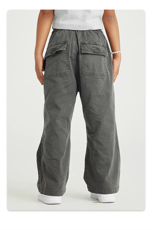 Obsidian Phoenix Luxury Double Knee Cotton Pants - Boys and Girls American Retro Loose Fit Adjustable Carpenter Pants (240gsm)
