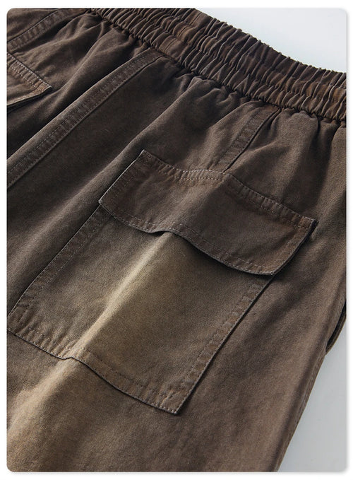 Obsidian Phoenix Unisex Luxury Monkey Washed Cotton Jogger Pants - 270gsm Loose-Fit High Street Cargo Trousers