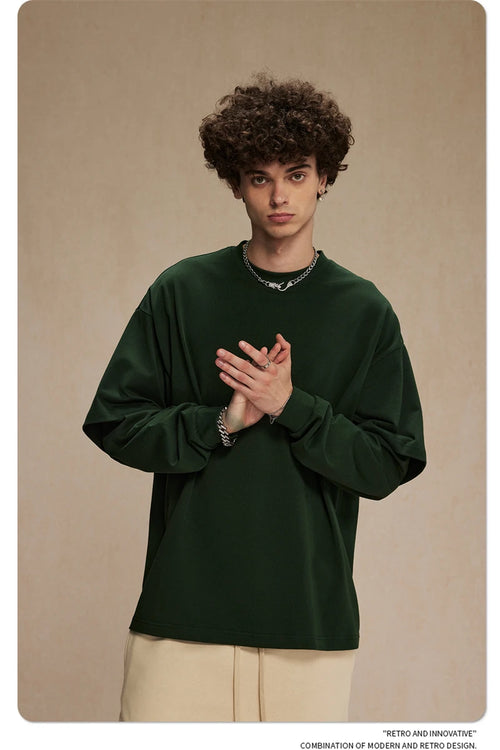 Obsidian Phoenix Unisex Luxury 2-Piece T-Shirt - 305gsm 100% Cotton Solid Full-Sleeve O-Neck Tee
