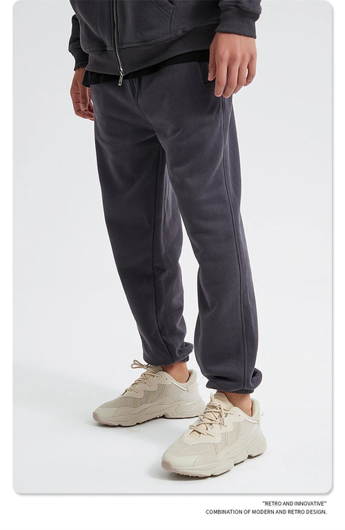 Obsidian Phoenix Unisex Luxury Fleece Sweatpants - 360gsm Loose-Fit Knitted Solid Tracksuit Pants