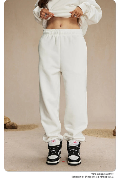 Obsidian Phoenix Unisex Luxury Solid Fleece Sweatpants - 400gsm Basic Loose-Fit Warm Joggers