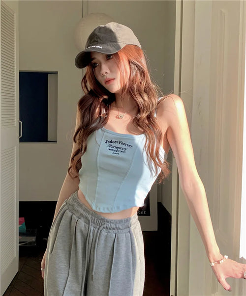 Celestial Comfort Striped Tank Top - Sexy Sleeveless Crop with Built-in Bra Pad, Solid Color Exposed Navel Style - Celestial Comfort Clothing