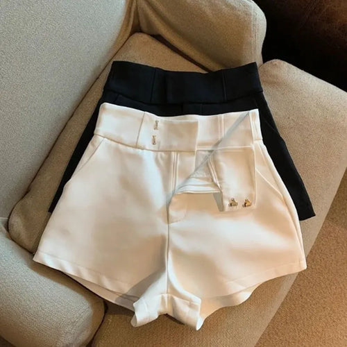 Celestial Comfort High-Waisted A-Line Shorts - Black Slim Fit, Harajuku-Inspired Hot Girl Casual Wear - Celestial Comfort Clothing