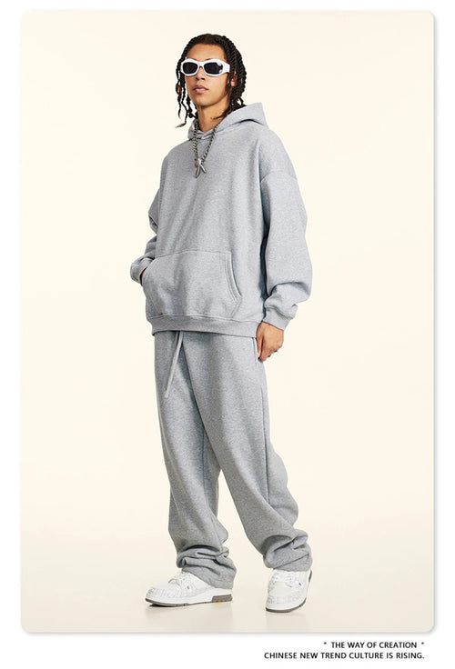 Obsidian Phoenix Unisex Luxury Solid Fleece Hoodie - 420gsm Retro Relaxed-Fit Warm Hooded Pullover