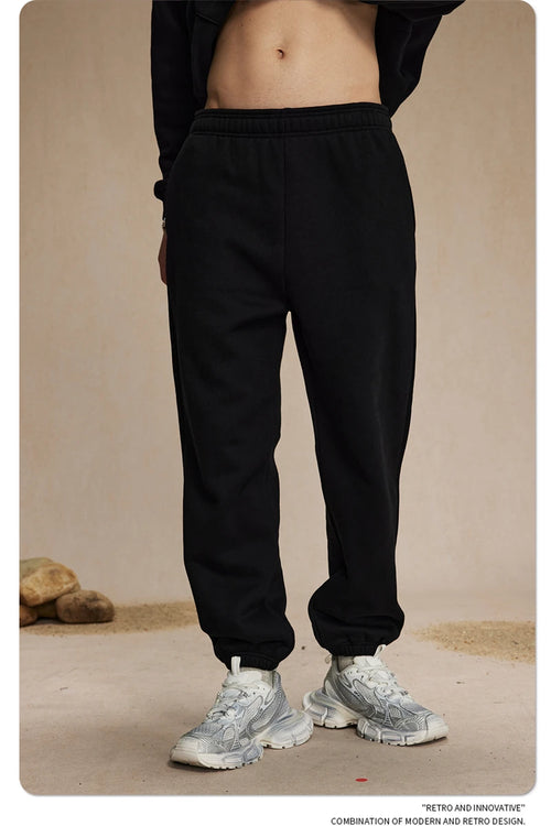 Obsidian Phoenix Unisex Luxury Solid Fleece Sweatpants - 400gsm Basic Loose-Fit Warm Joggers