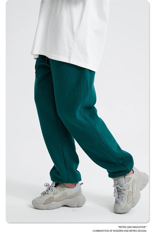 Obsidian Phoenix Unisex Luxury Fleece Sweatpants - 360gsm Loose-Fit Knitted Solid Tracksuit Pants