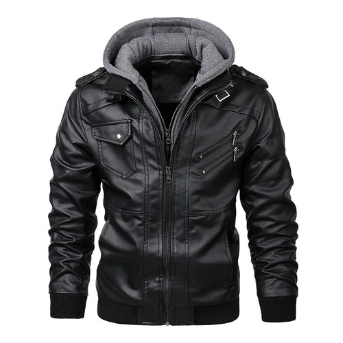 Obsidian Phoenix Men's Luxury PU Leather Jacket - Casual Motorcycle Biker Coat