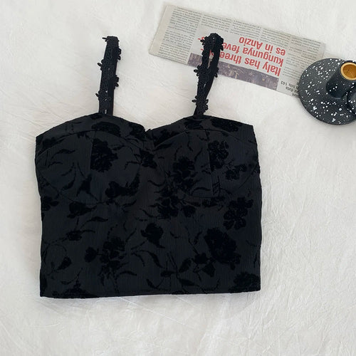 Obsidian Phoenix Women's Luxury Sweet Elastic Camisole - Padded Bra Spaghetti Strap Crop Top with Cute Print for Summer