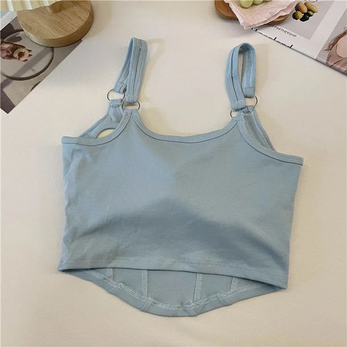 Celestial Comfort Striped Tank Top - Sexy Sleeveless Crop with Built-in Bra Pad, Solid Color Exposed Navel Style - Celestial Comfort Clothing