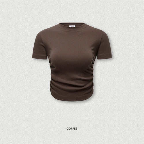 Obsidian Phoenix Women's Luxury Skinny T-Shirt - 220gsm Y2K Pleated Waist Short-Sleeve Tee