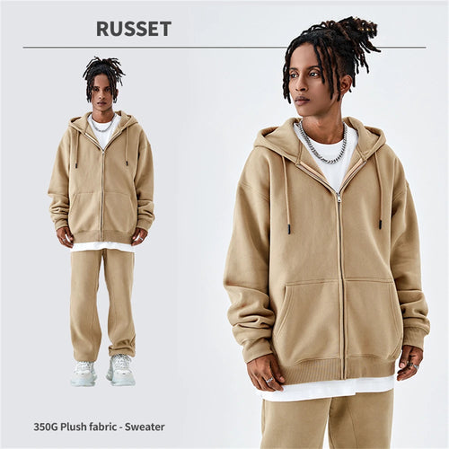 Obsidian Phoenix Luxury 350gsm Fleece Sweatpants and Zipper Hoodie Set